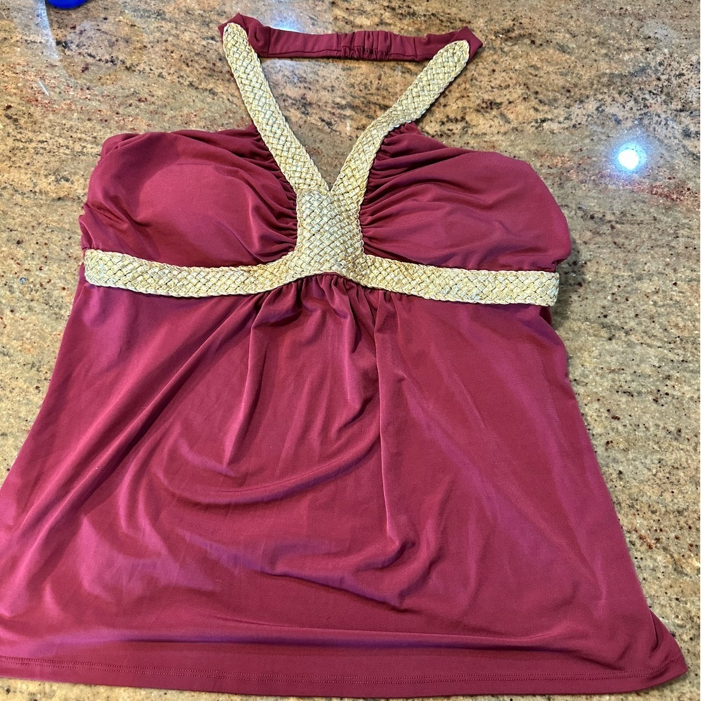 Bisou Bisou Berry Braided-Detail Tankini Top